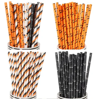 25pcs Halloween Paper Straws Pumpkin Ghost Bat stripe Pattern Drinking Straw Happy Halloween Party Decoration For Home Supplies 
25pcs Halloween Paper Straws Pumpkin Ghost Bat stripe Pattern Drinking Straw Happy Halloween Party Decoration For Home Supplies