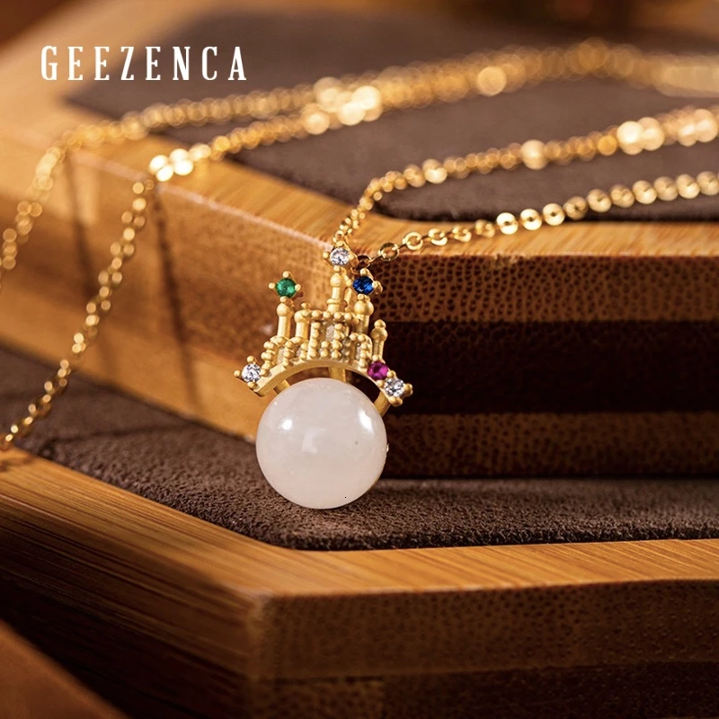 925 Sterling Silver Gold-plated Hetian White Jade Pendant Necklace Classical Elegant Simple Necklaces Fine Jewelry For Women
925 Sterling Silver Gold-plated Hetian White Jade Pendant Necklace Classical Elegant Simple Necklaces Fine Jewelry For Women