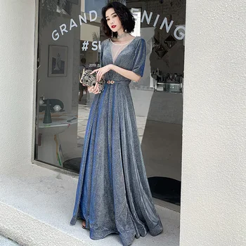 2020 New Sequins Evening Dress Long Elegant Backless Evening Gown Sparkling A-Line illusion V-Neck Banquet Formal Dress
2020 New Sequins Evening Dress Long Elegant Backless Evening Gown Sparkling A-Line illusion V-Neck Banquet Formal Dress