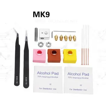 MK9 Heating Block Silicone Case Cover Nozzle Hose Tweezers Cleaning Drill Kits for 3D Printers Extruder