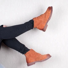 รองเท้าผู้หญิง 2020 ฤดูใบไม้ผลิของแท้หนังหญิง Martin รองเท้าหนังนิ่มผู้หญิง booties ลูกไม้อังกฤษ Retro Retro ...(China)