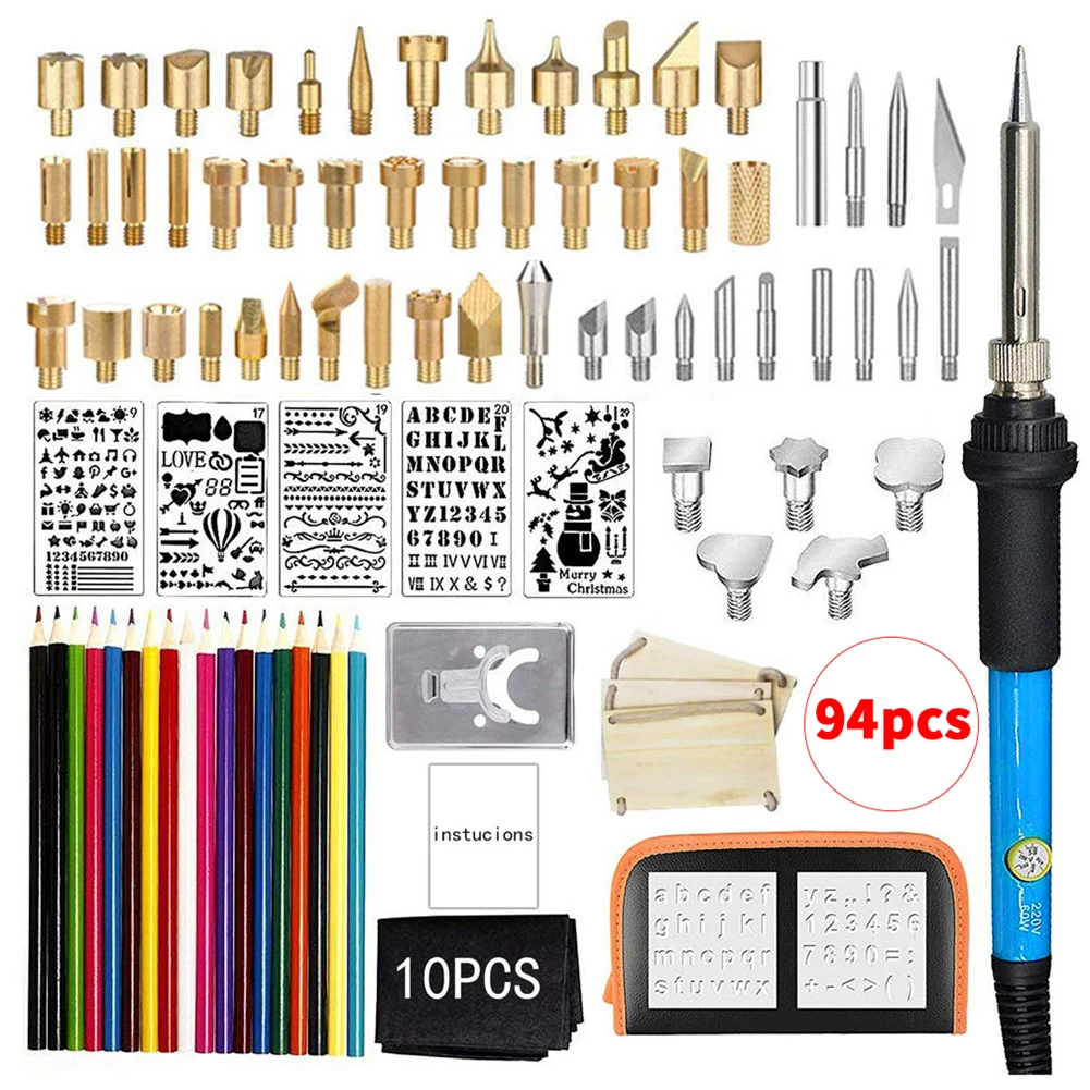 94pcs Adjustable Soldering Iron Carving Pyrography Tool Wood Embossing Burning Soldering Pen Set Welding Tips Kit EU/US/UK Plug
94pcs Adjustable Soldering Iron Carving Pyrography Tool Wood Embossing Burning Soldering Pen Set Welding Tips Kit EU/US/UK Plug