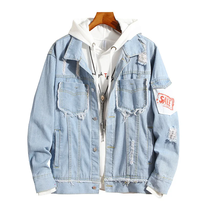 Hole Patch Jeans Coat Men's Korean-style Trend Spring And Autumn New Style Versatile Cowboy Coat Jacket Students on Clothes
Hole Patch Jeans Coat Men's Korean-style Trend Spring And Autumn New Style Versatile Cowboy Coat Jacket Students on Clothes