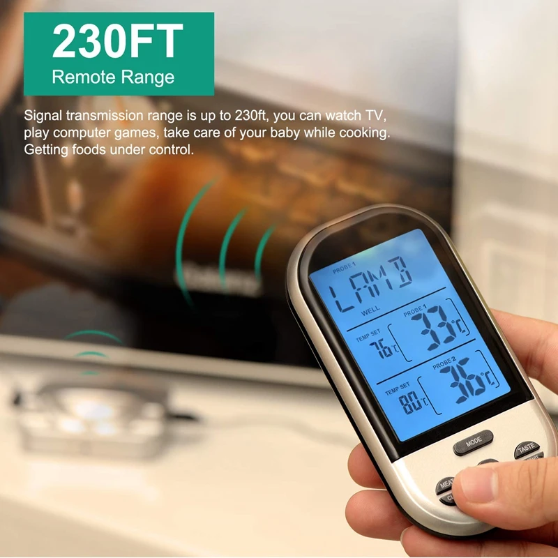 Hot Sale Meat Thermometer, Bbq Thermometer Wireless Meat Thermometer With Dual Probe Can Be Used For Oven Smoker Grill Bbq
Hot Sale Meat Thermometer, Bbq Thermometer Wireless Meat Thermometer With Dual Probe Can Be Used For Oven Smoker Grill Bbq