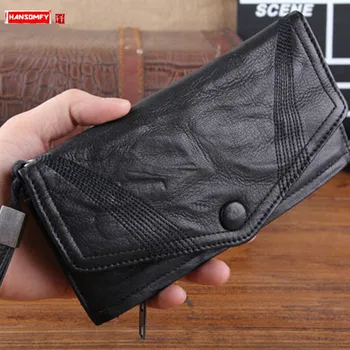 Goatskin Catwalk Wallets Men's Leather Long Snap Wallets Men Card Holder Clutch Bag Sheepskin Coin Purse Vintage Genuine Leather 
Goatskin Catwalk Wallets Men's Leather Long Snap Wallets Men Card Holder Clutch Bag Sheepskin Coin Purse Vintage Genuine Leather