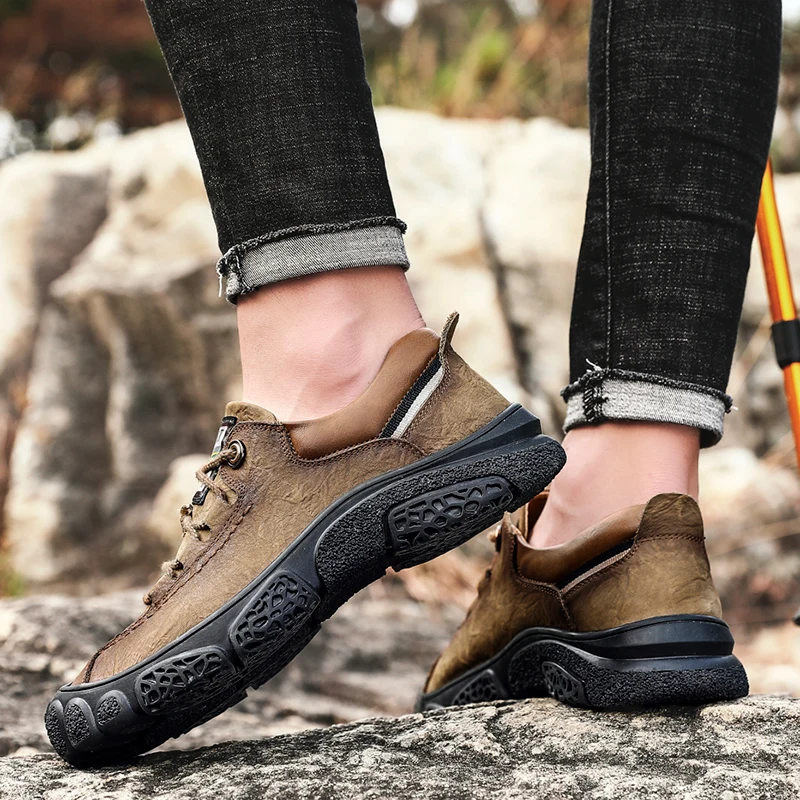 High Quality Genuine Leather Men Shoes Wear Resistant Slip Hiking Boots Outdoor Walking ShoesUrban Fashion Casual Shoes 
High Quality Genuine Leather Men Shoes Wear Resistant Slip Hiking Boots Outdoor Walking ShoesUrban Fashion Casual Shoes