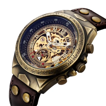 New Men Vintage Bronze Automatic Mechanical Watches Fashion Steampunk Mechanical Watch Mens Skeleton Watches Clock zegarek meski
New Men Vintage Bronze Automatic Mechanical Watches Fashion Steampunk Mechanical Watch Mens Skeleton Watches Clock zegarek meski