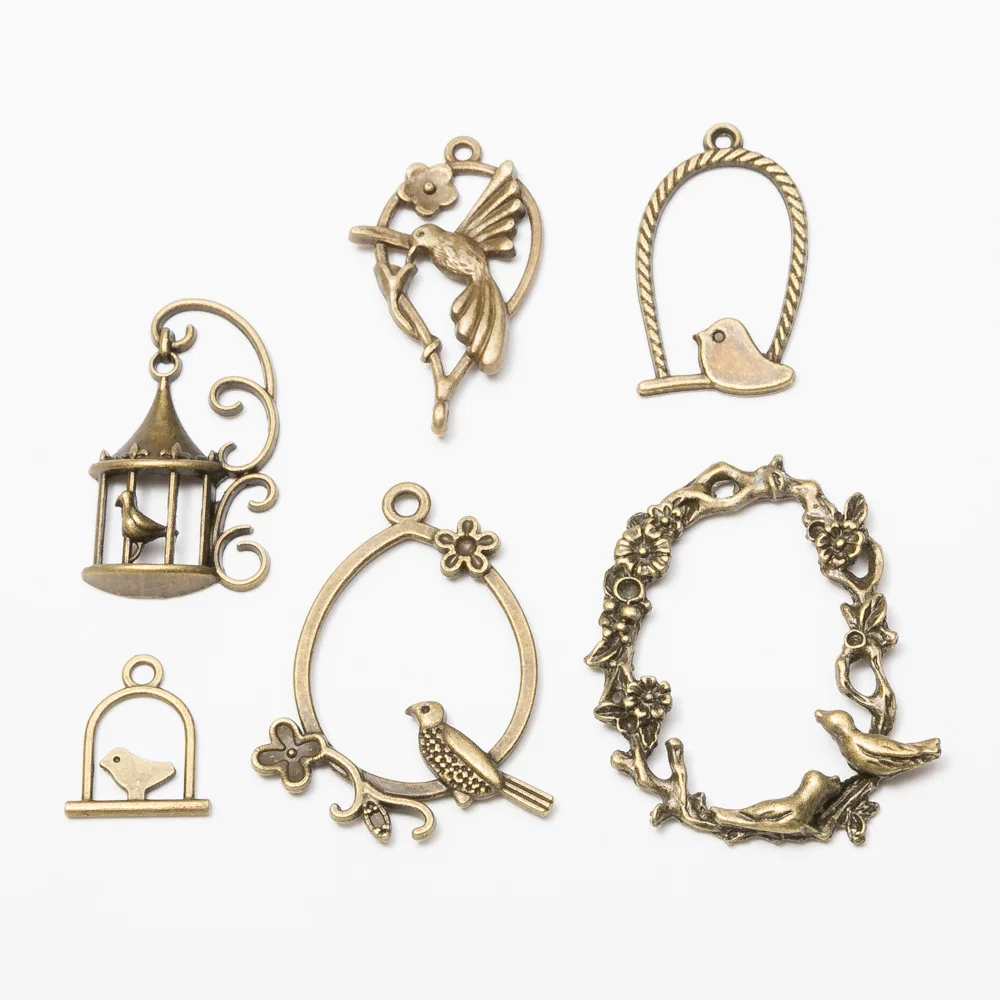 6pcs/set Bird Birdcage Flower Charms Pendants Accessories for Jewelry Making DIY Bracelets Necklaces Anklet Brooch Crafts
6pcs/set Bird Birdcage Flower Charms Pendants Accessories for Jewelry Making DIY Bracelets Necklaces Anklet Brooch Crafts