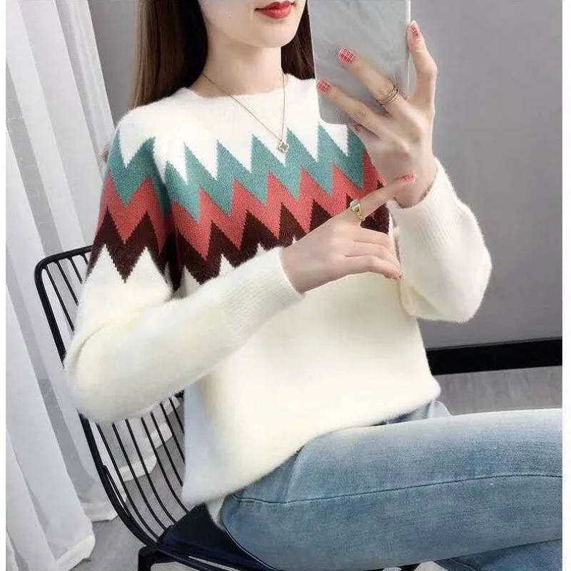 Autumn Pullover Women Sweaters Winter Striped Loose Sweater Womens Pullover Knitted Sweater
Autumn Pullover Women Sweaters Winter Striped Loose Sweater Womens Pullover Knitted Sweater