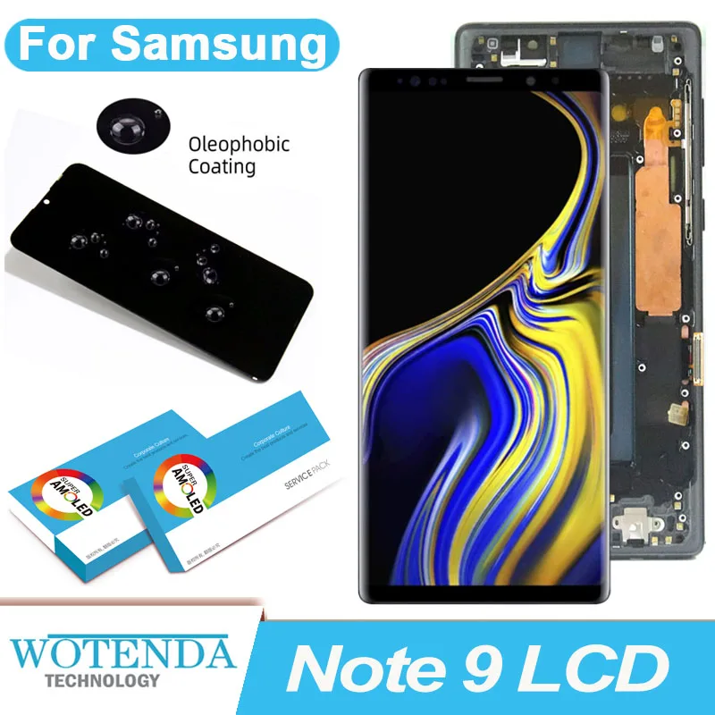100% протестированный ЖК-дисплей Amoled с рамкой для Samsung Galaxy Note 9 N960F сенсорный экран