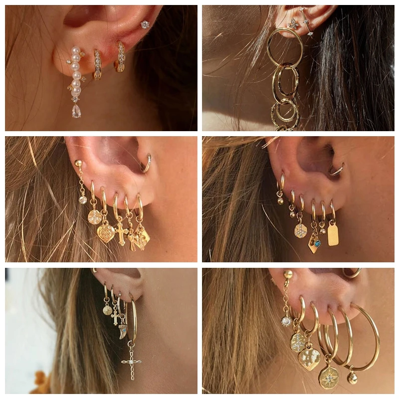 BOAKO Boho Gold Crystal Pearl Earrings Set Women Heart Moon Star Cross Geometric Feather Female Earring Vintage Fashion Jewelry
BOAKO Boho Gold Crystal Pearl Earrings Set Women Heart Moon Star Cross Geometric Feather Female Earring Vintage Fashion Jewelry