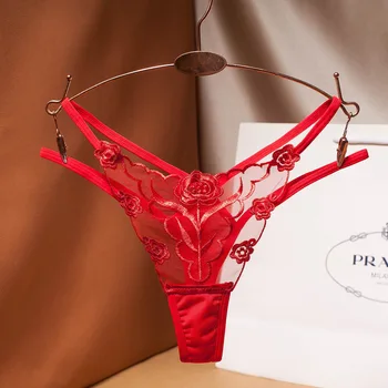 Sexy G-String embroidered mesh yarn ladies thong transparent perspective young woman temptation underwear fashion hot T pants 
Sexy G-String embroidered mesh yarn ladies thong transparent perspective young woman temptation underwear fashion hot T pants