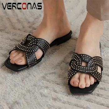 VERCONAS Women Genuine Leather Platforms Flats Thick Heel Slippers Square Toe Sandals Thick Heels Summer Concise Shoes Woman 
VERCONAS Women Genuine Leather Platforms Flats Thick Heel Slippers Square Toe Sandals Thick Heels Summer Concise Shoes Woman