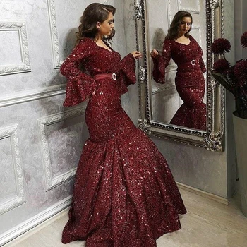 Glitter Prom Dress Sequins Burgundy Long Full Sleeve Mermaid Plus Size Formal Evening Dresses Women Bling Vestidos Party Gowns
Glitter Prom Dress Sequins Burgundy Long Full Sleeve Mermaid Plus Size Formal Evening Dresses Women Bling Vestidos Party Gowns