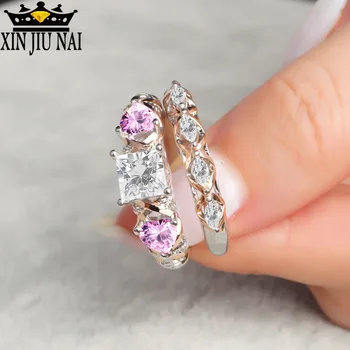 Pink Beautiful Mosaic Pink Heart Zircon Leaf Ring Creative Rose Golden Wedding Crystal Ring Set Jewelry Gift US Size 6-10
Pink Beautiful Mosaic Pink Heart Zircon Leaf Ring Creative Rose Golden Wedding Crystal Ring Set Jewelry Gift US Size 6-10