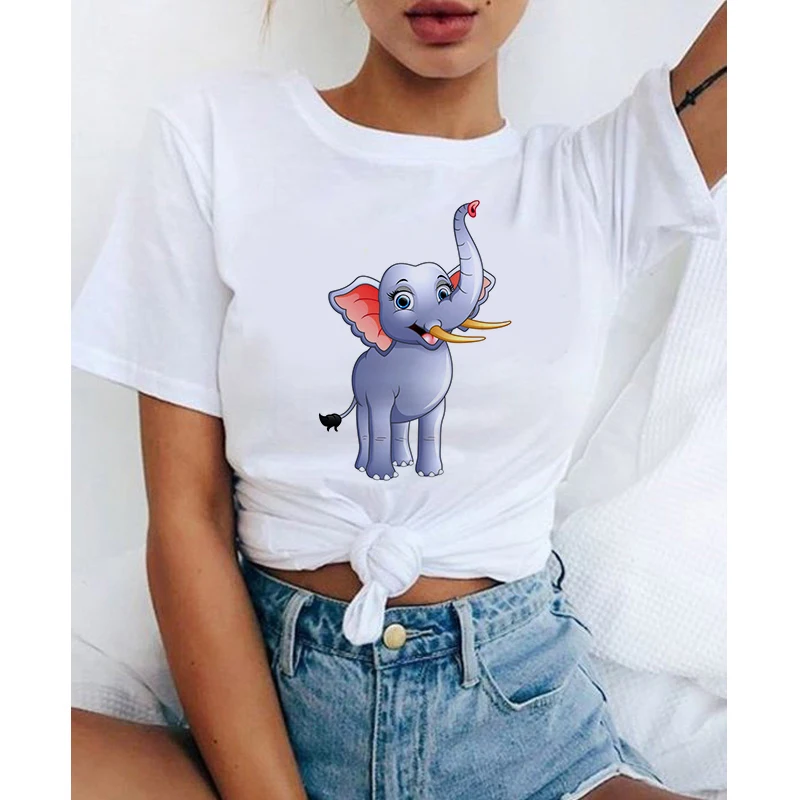 Women T shirt Kawaii Elephant Print Short Sleeve Round Neck Harajuku Ulzzang Female T shirts Clothing Camisas Mujer
Women T shirt Kawaii Elephant Print Short Sleeve Round Neck Harajuku Ulzzang Female T shirts Clothing Camisas Mujer
