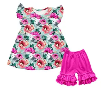 Fancy flutter top floral baby girl ruffle two pieces kids clothing outfit
Fancy flutter top floral baby girl ruffle two pieces kids clothing outfit