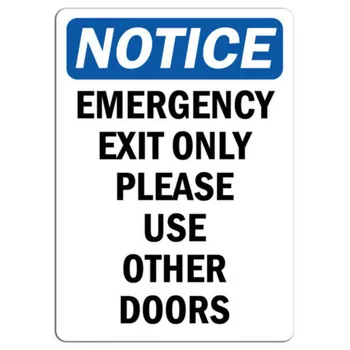 NOTICE! EMERGENCY EXIT signs with PVC plaques and vinyl stickers durable and weatherproof
NOTICE! EMERGENCY EXIT signs with PVC plaques and vinyl stickers durable and weatherproof