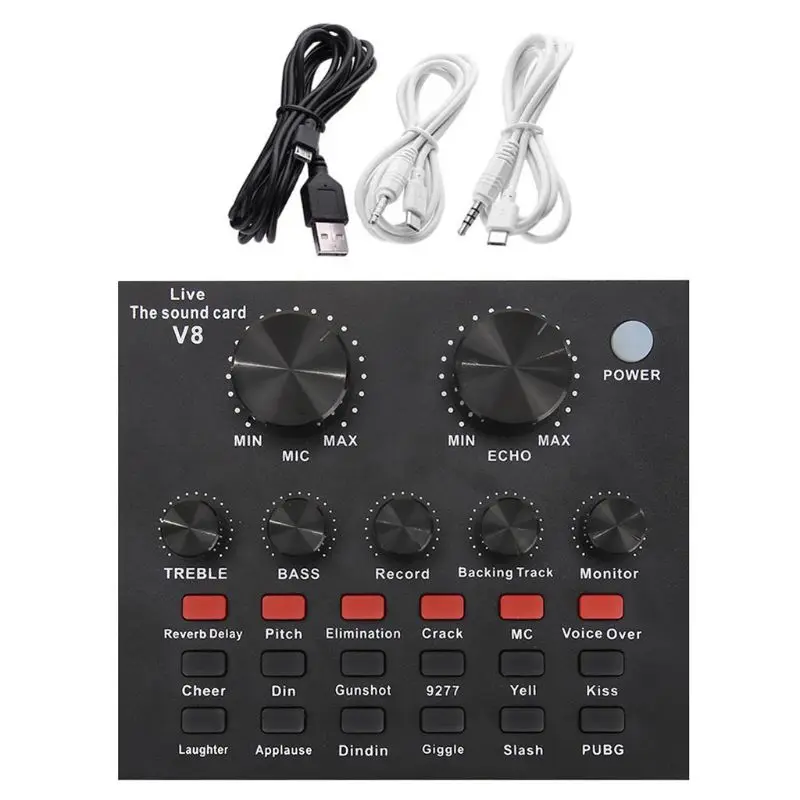 2020 New V8 Audio USB External Sound Card Headset Microphone Webcast Live Broadcast Device for PC Phone Computer Accessories
2020 New V8 Audio USB External Sound Card Headset Microphone Webcast Live Broadcast Device for PC Phone Computer Accessories