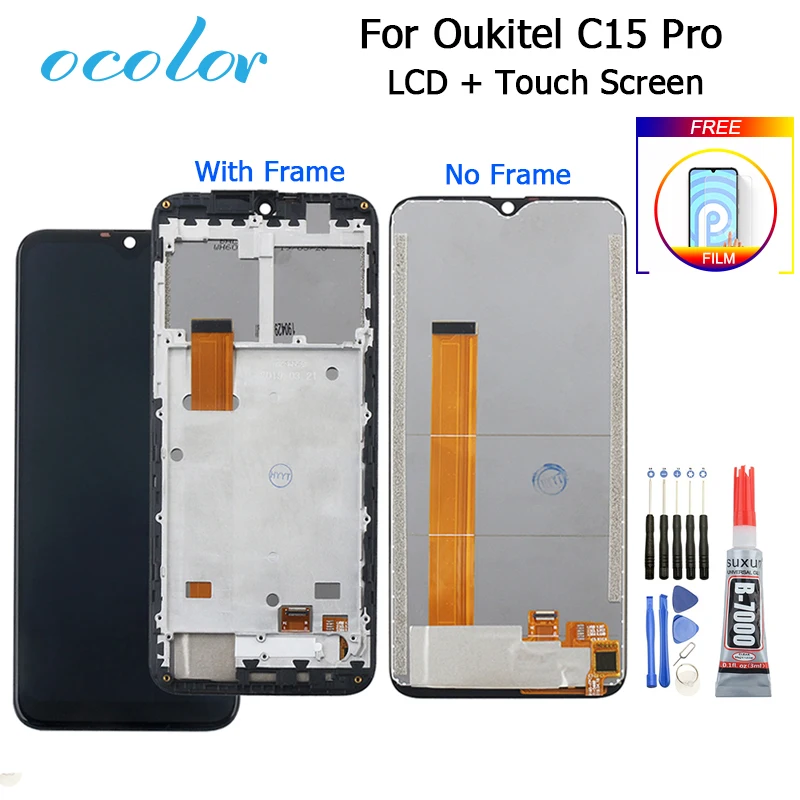 ЖК-дисплей и сенсорный экран ocolor для Oukitel C15 Pro запасные части с рамкой