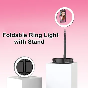 Foldable Ring Light 3 Color Dimmable Selfie LED Fill Light 168cm Stand Photography Lights For Makeup Live Broadcast Video 
Foldable Ring Light 3 Color Dimmable Selfie LED Fill Light 168cm Stand Photography Lights For Makeup Live Broadcast Video