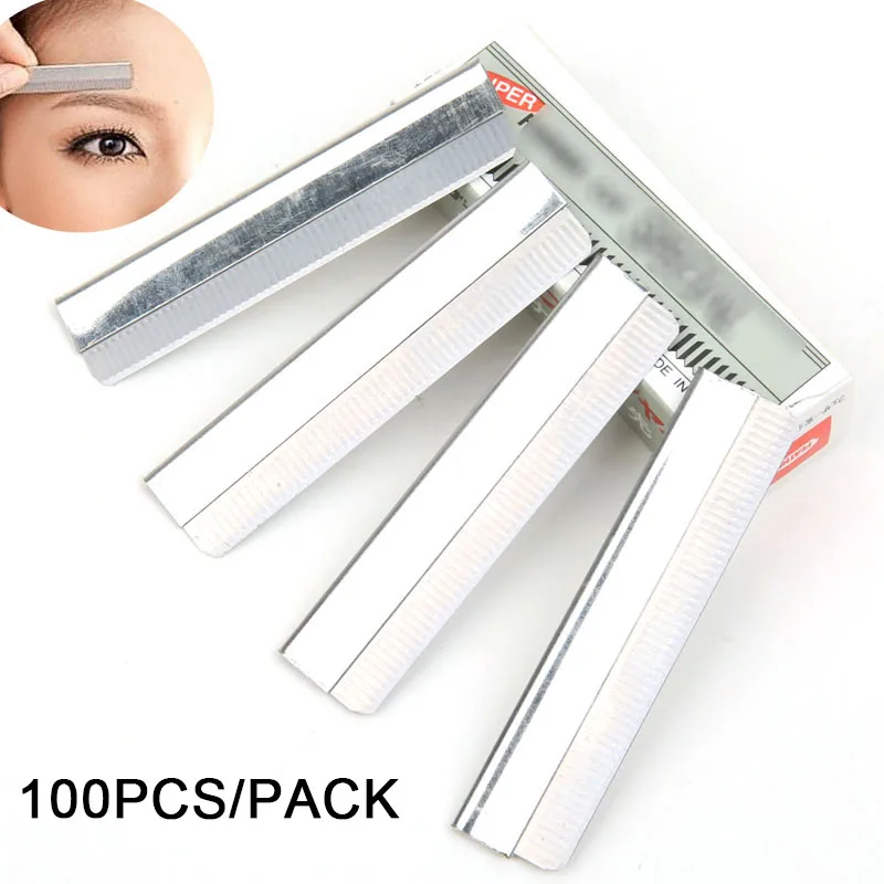 

Profession Eyebrow Razor Stainless Steel Microblading 100pcs Eyebrow Trimmer Brow Shaving Trimmers Make Up Tools Drop Shipping