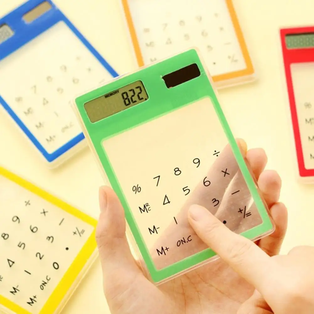 

Creativity Slim Mini Transparent Calculator Solar Powered LCD 8 Digit Touch Screen Calculators for Student School Supplies