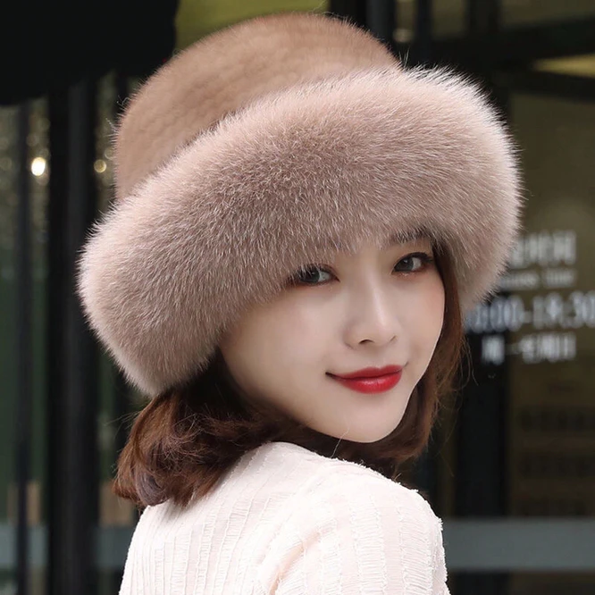 

Imitation Fur Wind Snow Hat Autumn Winter Imitation Fox Fur Warm Women's New Versatile Girl Outdoor Fashion Leisure Dark Khaki