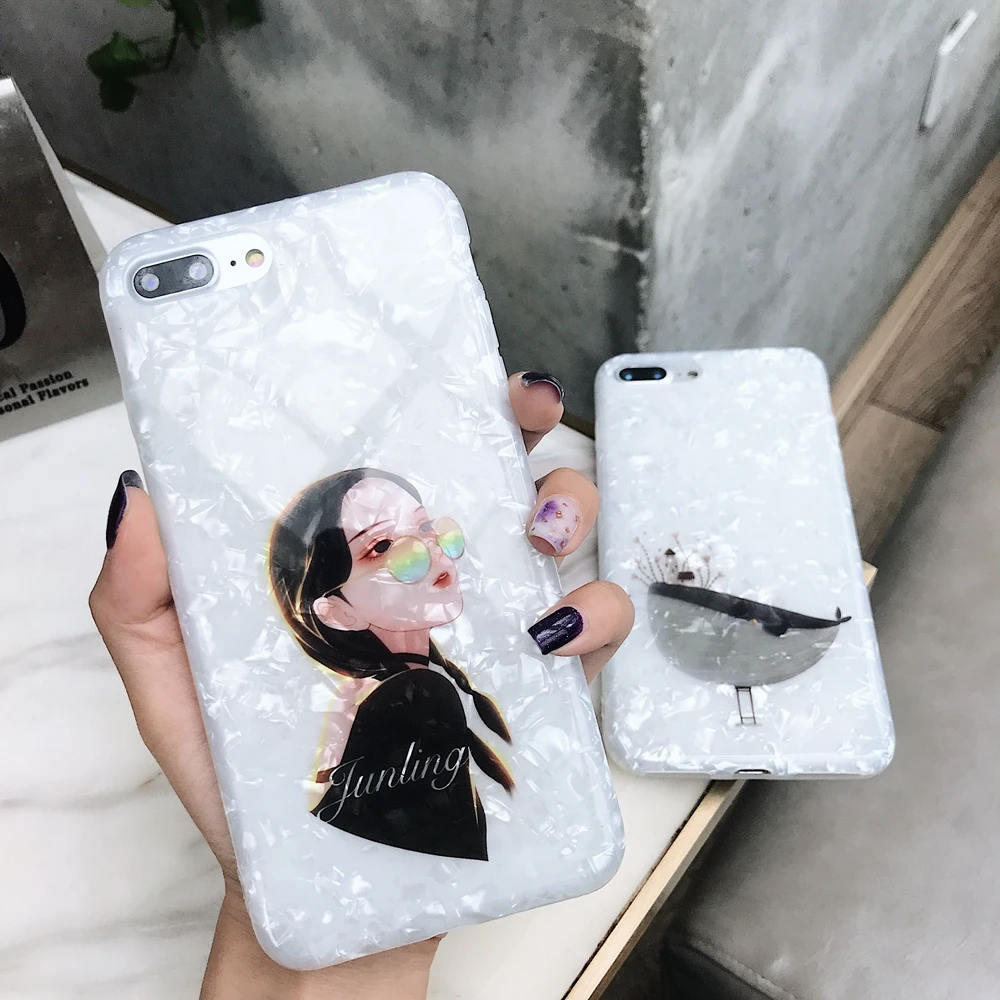 for Funda iPhone 6 6S 7 8 Plus Phone Case Glasses Girl Boat Conch Shell Soft Case on for Etui iPhone XS XR X XS Max 7 Case Women
for Funda iPhone 6 6S 7 8 Plus Phone Case Glasses Girl Boat Conch Shell Soft Case on for Etui iPhone XS XR X XS Max 7 Case Women