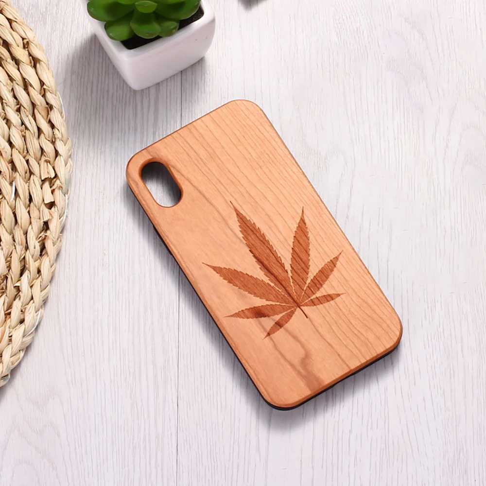 Plants Leave Simple Engraved Nature Wood Phone Case Coque Funda For For SAMSUNG Galaxy S8 S9 S10 Plus Note 8 9 10 Pro