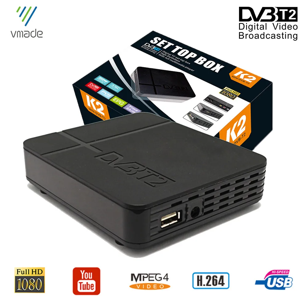 

Vmade DVB-T2 DVB-T Full HD 1080P Digital Terrestrial Receiver Support MPEG-4/2 H.264 Youtube PVR 3D Standard TV Set-Top Box