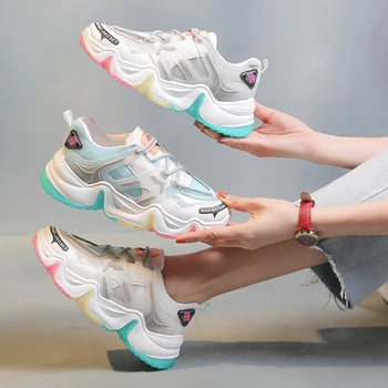 Outdoor Fashion Ladies Sneakers Height Increasing Women's Vulcanize Shoes Breathable Rainbow Color Fashion Woman Sneakers
Outdoor Fashion Ladies Sneakers Height Increasing Women's Vulcanize Shoes Breathable Rainbow Color Fashion Woman Sneakers