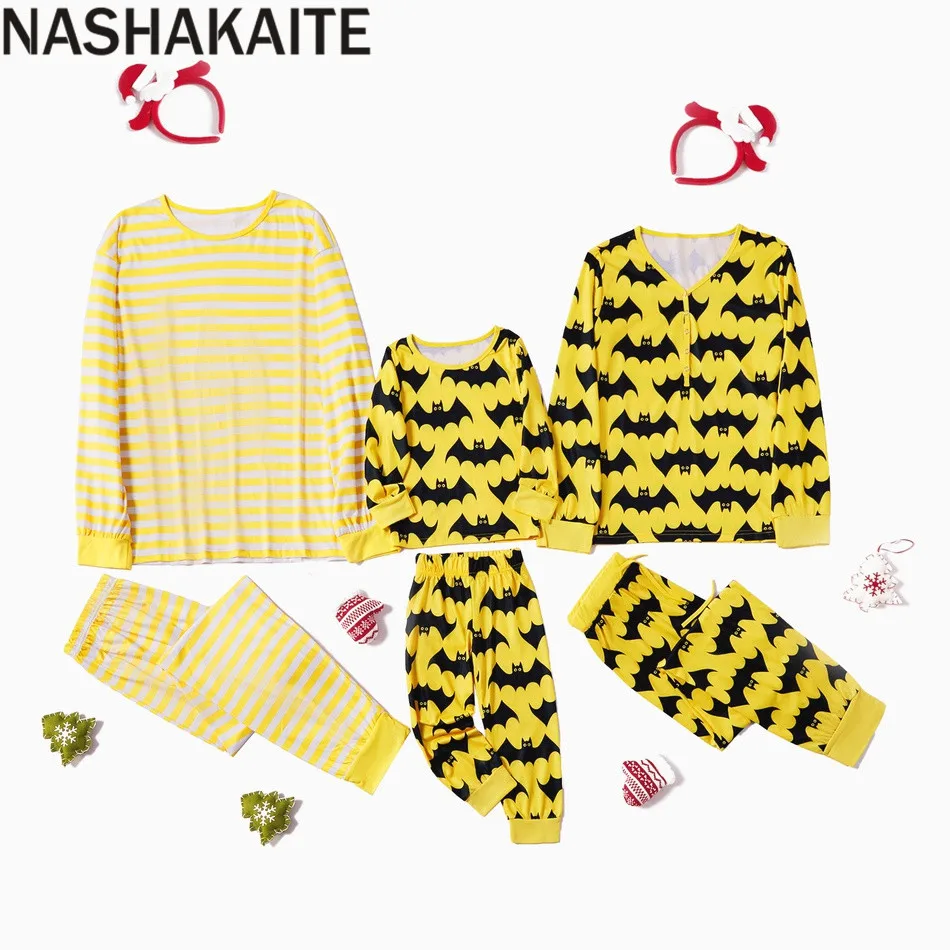 NASHAKAITE Cartoon Bat Print Striped Family matching Pajamas Set Mommy Daddy and me clothes Autumn Winter Soft Sleepwear
NASHAKAITE Cartoon Bat Print Striped Family matching Pajamas Set Mommy Daddy and me clothes Autumn Winter Soft Sleepwear