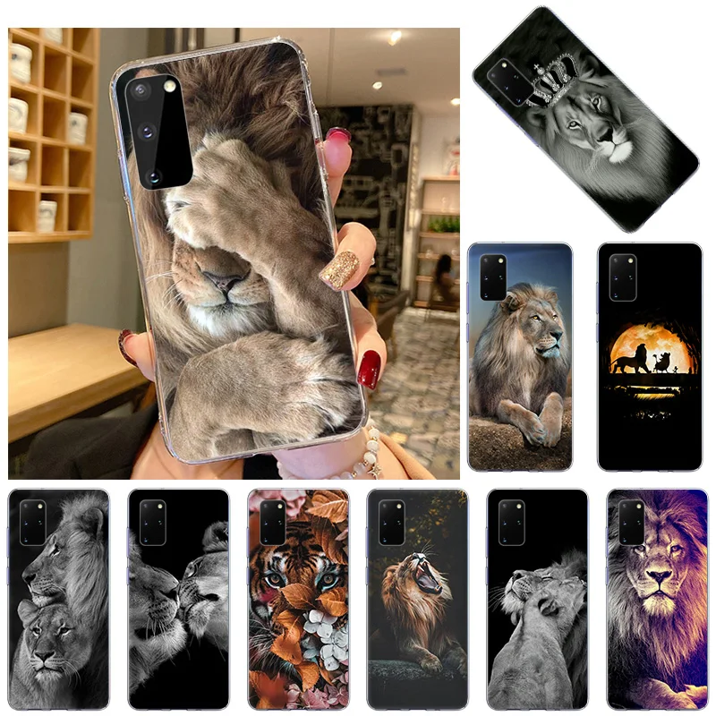 Мягкий ТПУ чехол для телефона Samsung Galaxy S21 Ultra S20 FE 5G S10 Lite S8 S9 Plus S7 тигр лев Король