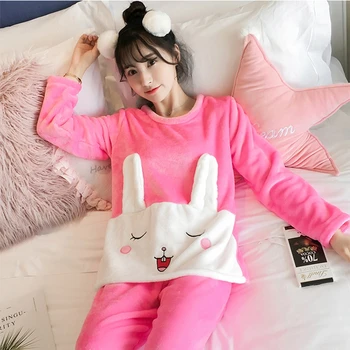 2020 Winter Girls Cute Cartoon Flannel Pajamas Sets For Women Thick Warm Coral Velvet Pyjama Homewear Pijama Mujer Home Clothing
2020 Winter Girls Cute Cartoon Flannel Pajamas Sets For Women Thick Warm Coral Velvet Pyjama Homewear Pijama Mujer Home Clothing