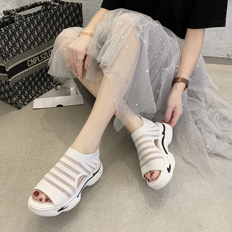 Knit Wedge platfrom Sandals women Breathable Thick Sole Peep Toe sport sandals Summer shoes women casual Beach shoes 2020
Knit Wedge platfrom Sandals women Breathable Thick Sole Peep Toe sport sandals Summer shoes women casual Beach shoes 2020