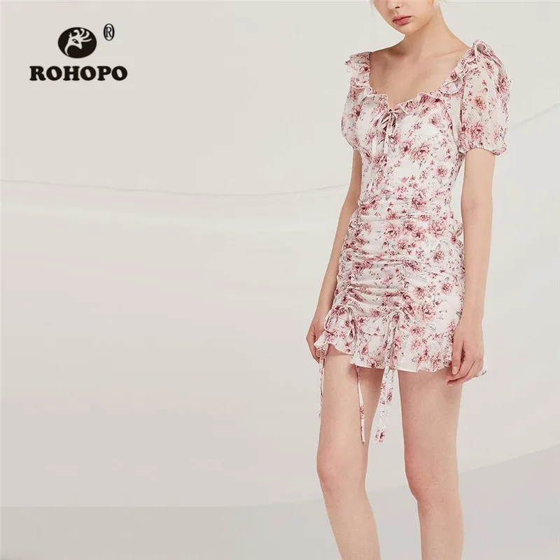 ROHOPO Double Layers Butterfly Shoulder Red Floral Party Dress Draped Adjustable Front Ruffled Vestido Back Smocking Robe #367
ROHOPO Double Layers Butterfly Shoulder Red Floral Party Dress Draped Adjustable Front Ruffled Vestido Back Smocking Robe #367