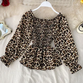 Leopard Tops for Women Vintage Lantern Sleeves Slim Stretch Elastic Wasit Stree Punk Sexy Shirts Poly Tee Shirts Camisas Femme
Leopard Tops for Women Vintage Lantern Sleeves Slim Stretch Elastic Wasit Stree Punk Sexy Shirts Poly Tee Shirts Camisas Femme
