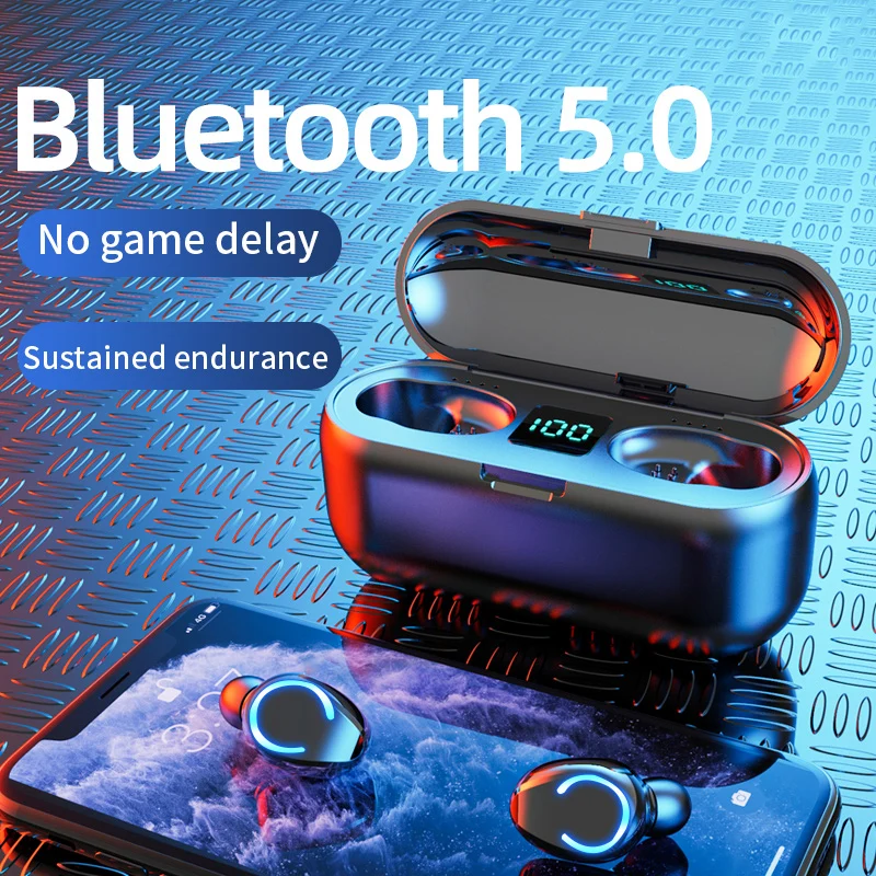 F9 наушники вкладыши TWS Bluetooth 5 0 Беспроводной 9D Hi Fi стерео Водонепроницаемый мини