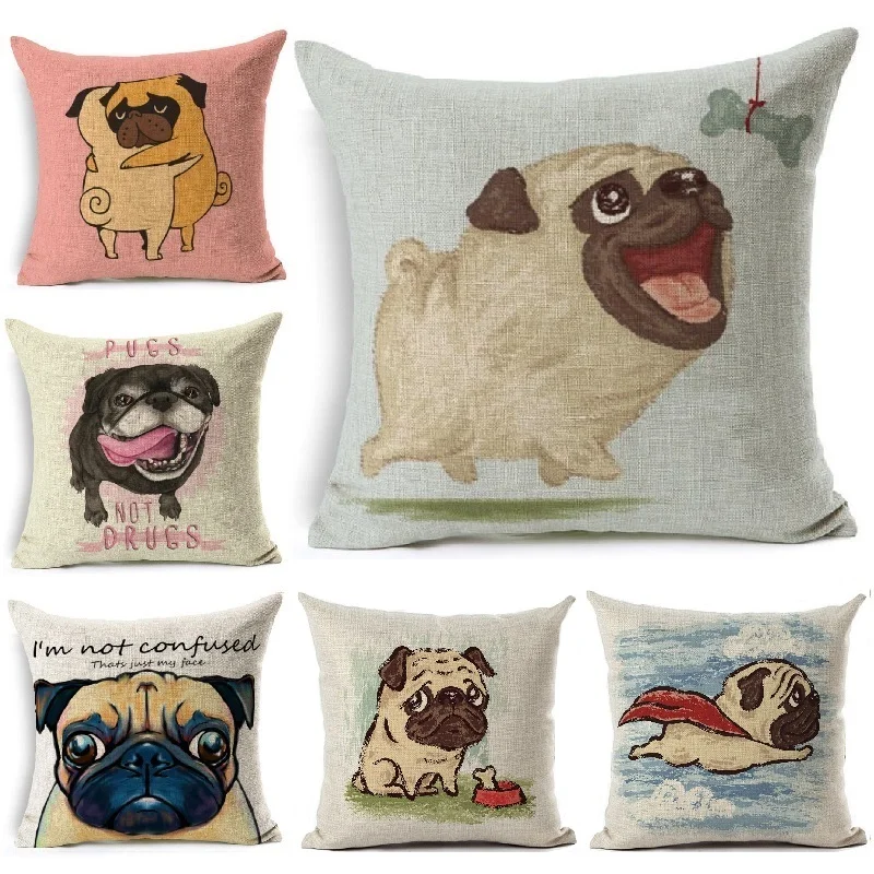 Cushion Cover Pugs Printed Linen Throw Pillow French Bulldog Square Pillow Cover Car Sofa Home Decorative Pillowcase 45*45
Cushion Cover Pugs Printed Linen Throw Pillow French Bulldog Square Pillow Cover Car Sofa Home Decorative Pillowcase 45*45