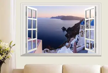 3D Window View Santorini Bay Church Art Wall Sticker Removable Wall Sticker PVC Home Decor Decal Mural
3D Window View Santorini Bay Church Art Wall Sticker Removable Wall Sticker PVC Home Decor Decal Mural