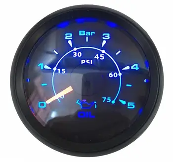 

1pc Auto Instrument Panel Oil Pressure Gauges 52mm 0-75psi Lcd Display 0-5Bar Fuel Pressure Gauges Black with 8 Kinds Backlight