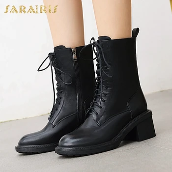 Sarairis Fashion New Comfortable Shoes Women Boots Chunky Heels Zip Up Platform Cross-tied Spring Autumn Boots Female 
Sarairis Fashion New Comfortable Shoes Women Boots Chunky Heels Zip Up Platform Cross-tied Spring Autumn Boots Female