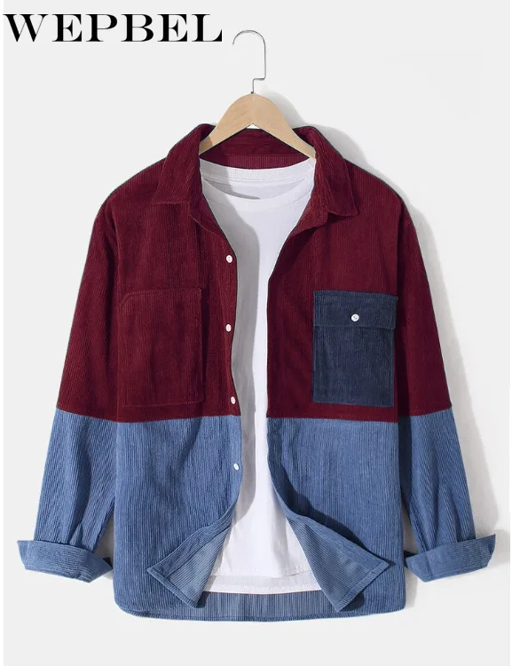 WEPBEL Autumn Winter Casual Single-Breasted Long Sleeve Turn-down Collar Loose Shirt Men's Corduroy Patchwork Pocket Shirt
WEPBEL Autumn Winter Casual Single-Breasted Long Sleeve Turn-down Collar Loose Shirt Men's Corduroy Patchwork Pocket Shirt