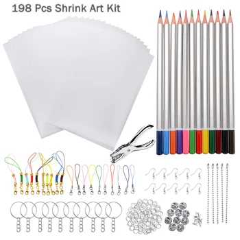 198pcs/set Plastic Heat Shrink Sheet Kit Shrinky Paper Hole Punch Keychains Gift Tags Making DIY Drawing Art Supply
198pcs/set Plastic Heat Shrink Sheet Kit Shrinky Paper Hole Punch Keychains Gift Tags Making DIY Drawing Art Supply
