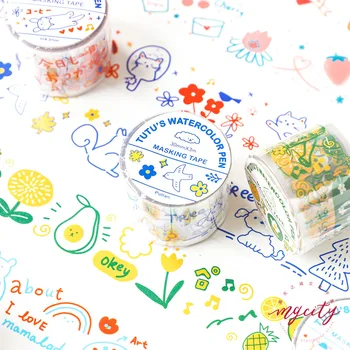 Painted Watercolor Pen Pet Tent Tape Waterproof DIY Adhesive Paper Japanese Style Stick Figure Cat Rabbit Salt Decoration 
Painted Watercolor Pen Pet Tent Tape Waterproof DIY Adhesive Paper Japanese Style Stick Figure Cat Rabbit Salt Decoration