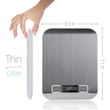 Food Kitchen Digital Weight Scale with Large Platform 11lb 5kg Slim LCD Digital Electronic Weighing Scale for Cooking and Baking