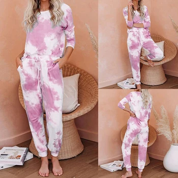Women Pajamas Set Tie Dye Printed Loungewear Long Sleeve O Neck Tops Pocket Pants Female Sports Casual Homewear Pyjamas
Women Pajamas Set Tie Dye Printed Loungewear Long Sleeve O Neck Tops Pocket Pants Female Sports Casual Homewear Pyjamas