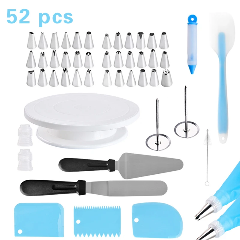 52pcs/set Cake Turntable Set Stainless Steel Icing Piping Nozzles Pastry Bags Multi Cake Decorating Tool Kit Baking Accessories
52pcs/set Cake Turntable Set Stainless Steel Icing Piping Nozzles Pastry Bags Multi Cake Decorating Tool Kit Baking Accessories