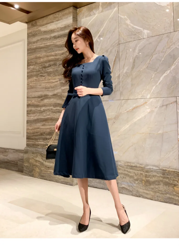 2019 The New Autumn Women Black Long Sleeve Dress Vintage Korean Fashion  Elegant Ladies Party Night Casual Sexy Maxi Clothes - AliExpress Women's  Clothing